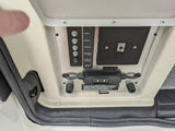 RV rental control panel showing fuses for lamps, fridge, furnace, and a GFI device for power management.