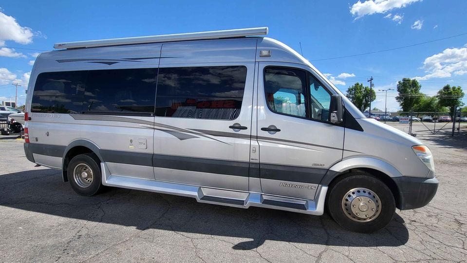 Luxury silver Mercedes-Benz Sprinter camper van