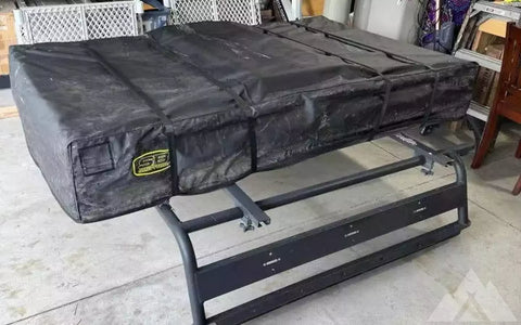 Rooftop tent and bed rack