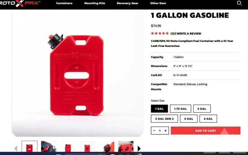 RotopaX 1 Gallon Gasoline with locker — new water & fuel storage for sale (photo 2) — photo 2