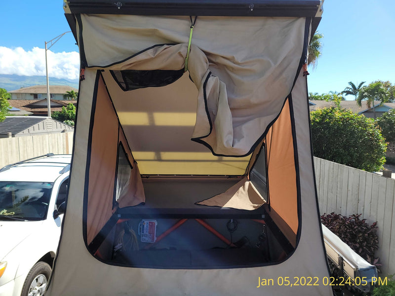  ideal for rv rental or overlanding adventures.|Spacious rooftop tent interior — photo 4