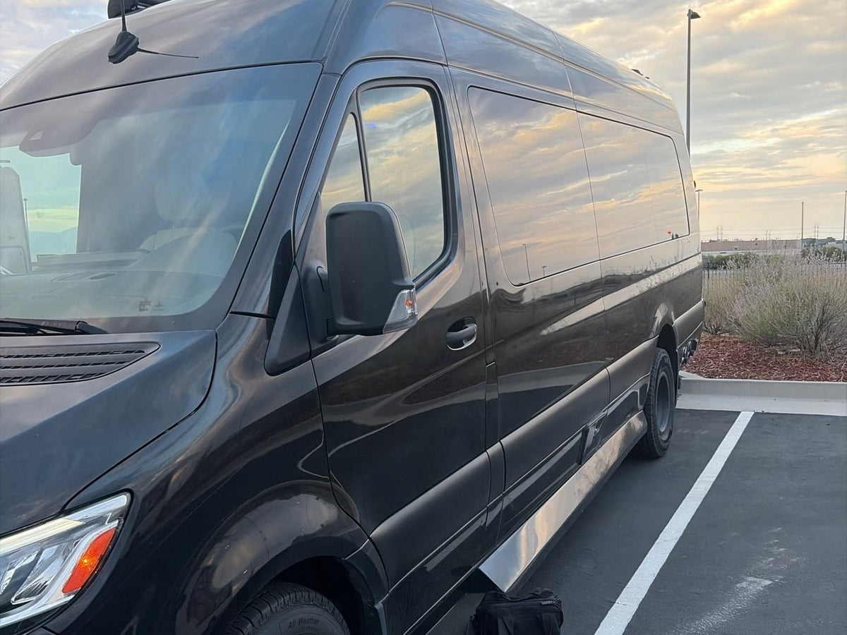 A black camper van