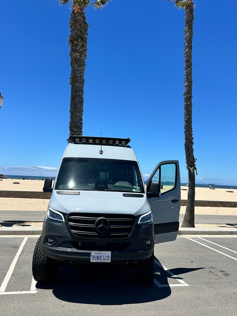  ready for adventure.|A light grey Mercedes Sprinter van — photo 2