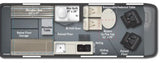 Explore this RV rental floor plan! Features Murphy bed, wet bath, kitchen, dining, and smart storage solutions.