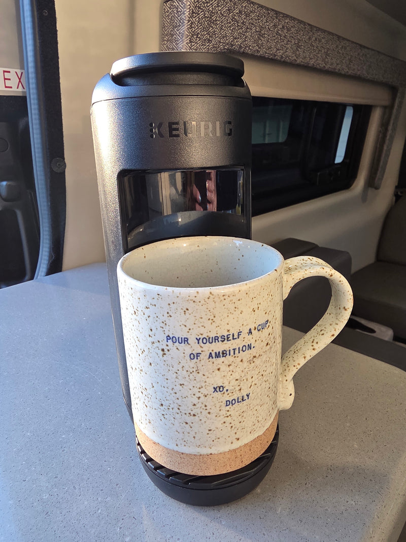 "Pour Yourself a Cup of Ambition" mug with a Keurig in an RV rental. Ready for adventure! — photo 10