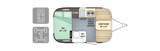 RV rental floor plan: Sleep 4 in this travel trailer's efficient interior with a galley, wet bath, and two convertible beds.