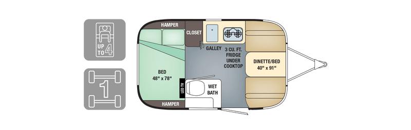  and a cozy bed area with light wood finishes.|Inside an RV rental: a compact bedroom with a bed — photo 2