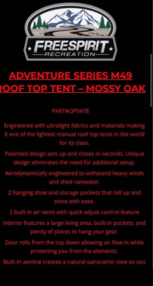 Freespirit Recreation Adventure Series M49 Mossy Oak Rooftop Tent in Lemon Grove, CA (photo 3) — photo 3