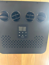 Nomadic HVAC control panel with four air vents & hexagonal grates, set to 78°F in an RV rental.