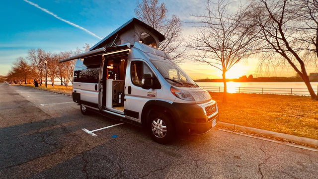 This silver Ram ProMaster camper van