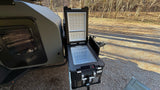 This RV rental features a pull-out portable fridge/freezer, perfect for camping and outdoor adventures with the trailer.