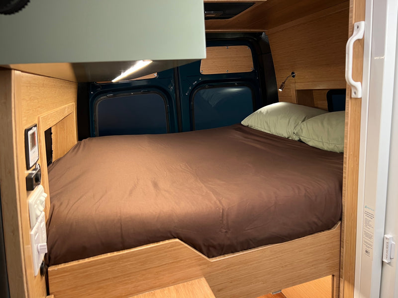  perfect for compact van life.|User opens a built-in portable fridge/freezer in an RV rental — photo 9