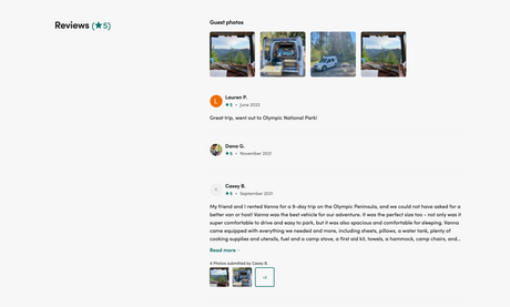 RV rental reviews: Guests share experiences and photos of their 'Vanna' camper van and trips.