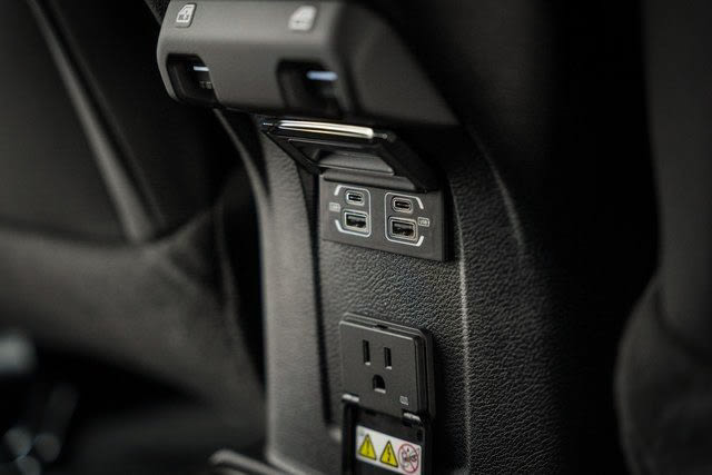 Stay charged in your RV rental! Integrated USB-A, USB-C, & AC power outlets provide versatile connectivity.