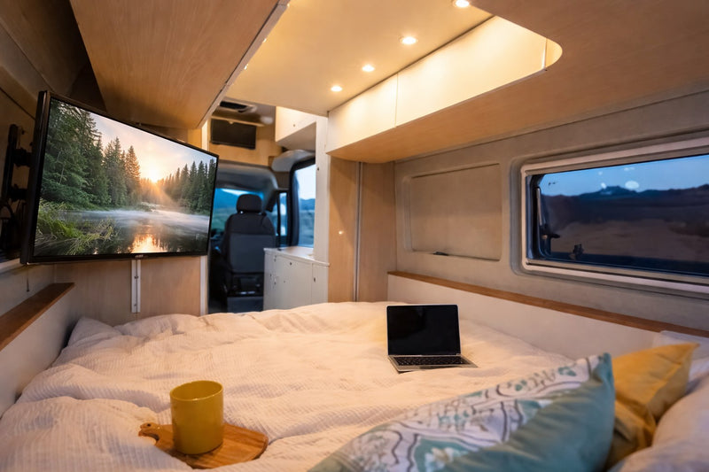  and natural light from large windows.|Inside a sleek RV rental — photo 7