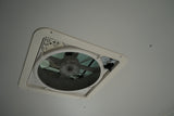 White RV rental ceiling fan with mesh screen, featuring auto, mode, on/off, and lid open/close controls for ventilation.