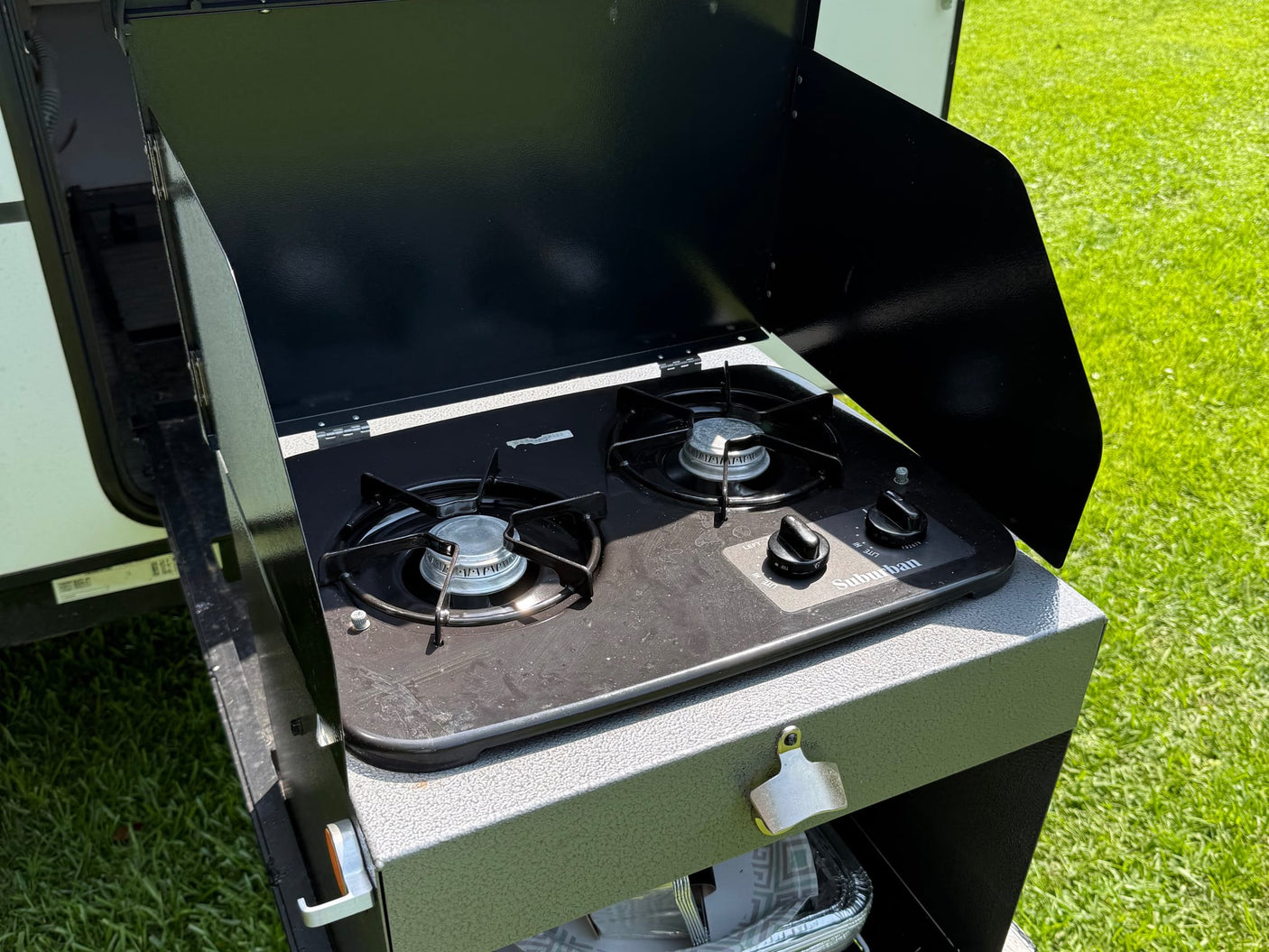  perfect for an RV rental camping trip.|This rv rental's side panel features city water and cable/satellite hookups