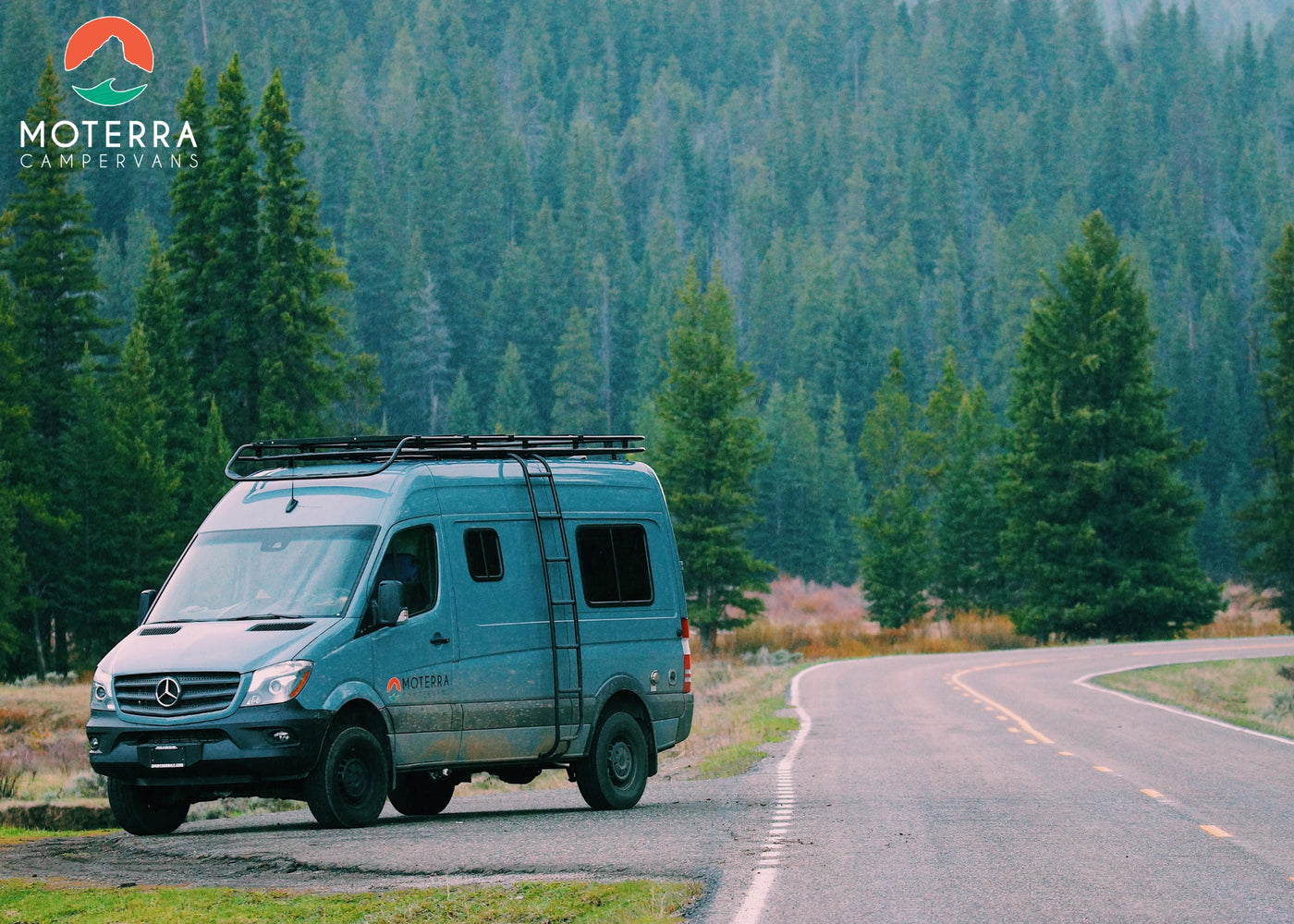  surrounded by gear for adventure.|This compact RV rental features a bright white interior with a dedicated shower stall and a portable toilet.|RV rental floor plan illustrates day mode with living area — photo 13
