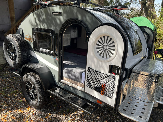  ideal for an rv rental getaway.|This compact Boondock teardrop trailer