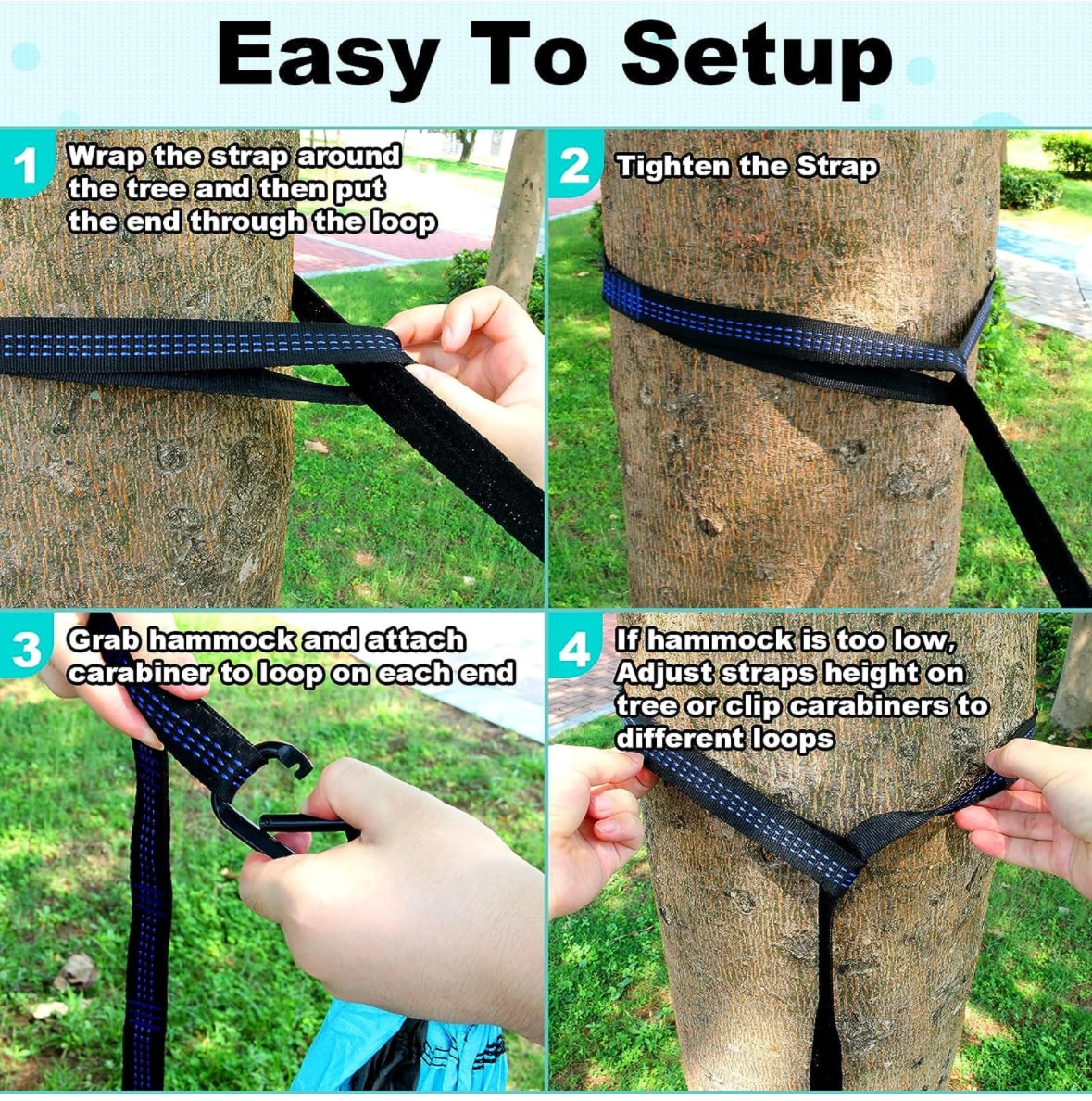 Learn easy hammock setup with these tree straps, perfect for your RV rental adventure.