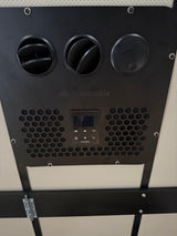 RV rental interior: A Nomadic AC unit features three vents, a digital display (78°F), and controls on a black panel.