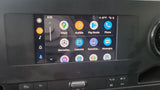 RV rental infotainment system running Android Auto with navigation, communication, and entertainment apps for your journey.