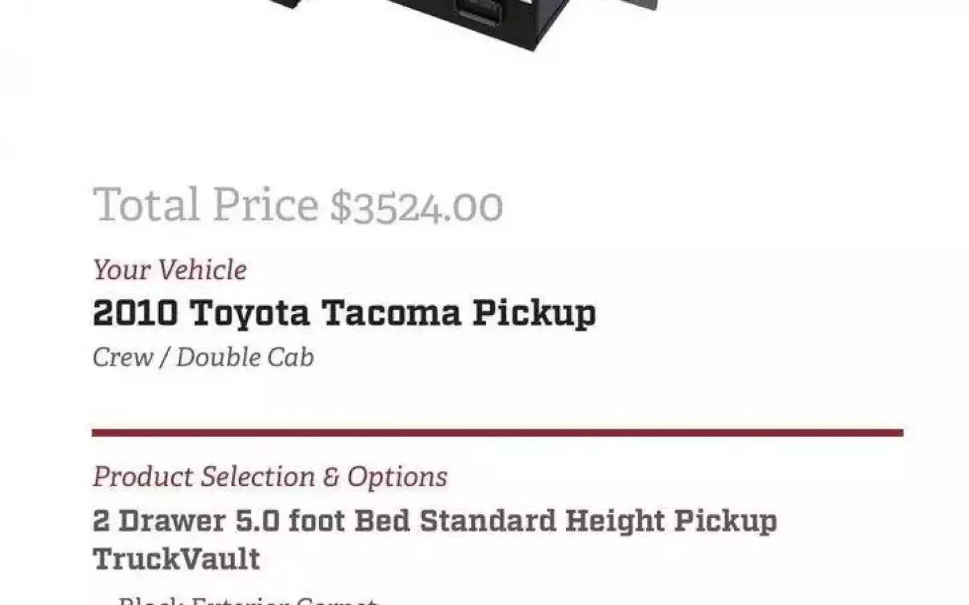 Truck Vault Drawers Tacoma 5ft Bed — used drawer systems for sale (photo 4)