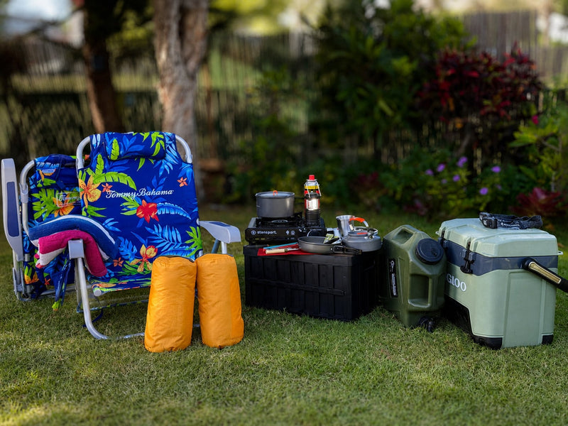  ready for outdoor cooking.|This RV rental includes a rooftop tent — photo 8