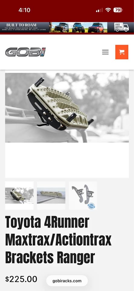 Brand New GOBI MaxTrax/Actiontrax Traction Board Mounts for Ranger Rack