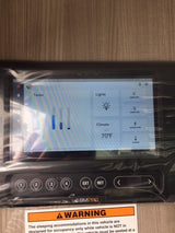 An RV rental control panel: BMPRO display shows tank levels, 70°F climate, lights, and water pump controls.