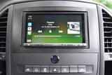 Inside an RV rental, the dashboard features a Sony display running Apple CarPlay, showing Phish music for in-car entertainment.