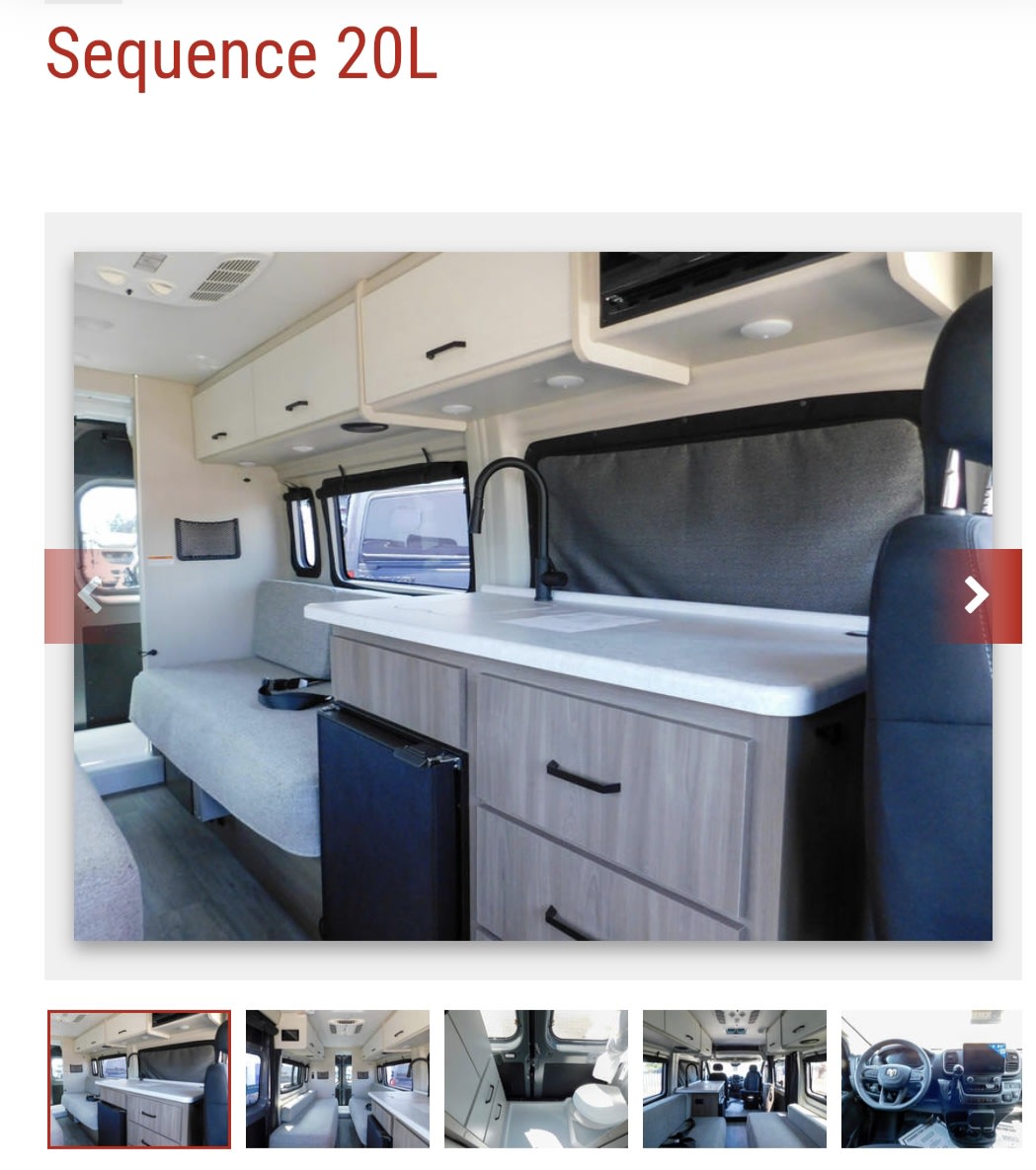  and overhead cabinets for storage. Ready for adventure!|A sleek gray Ram ProMaster camper van for rv rental — photo 3