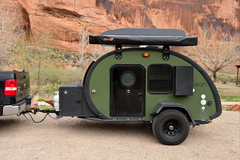 Olive green teardrop camper — photo 1