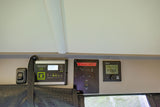 RV rental control panels: Zamp Solar charge, Winnebago water/pump, and Truma climate. Monitor your camper systems.