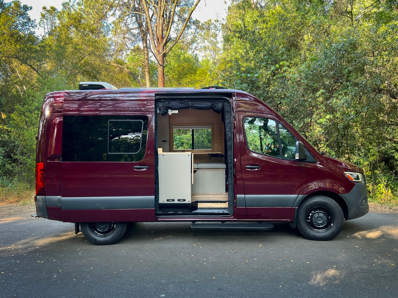 Burgundy camper van — photo 1