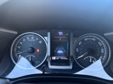 Inside an RV rental: dashboard showing 75°F, 47039 miles on the odometer, and various vehicle indicators.