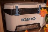 An Igloo cooler, ready for your RV rental adventure. Essential for keeping food and drinks cold.