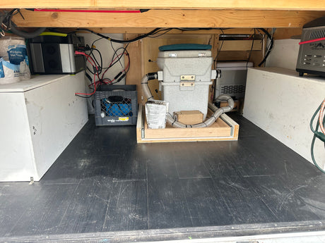  and a comfortable bed area.|Step inside this RV rental! Driver's perspective shows the dashboard