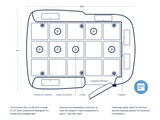Diagram of a 7'1" x 10'2" modular Happier Camper RV rental floor plan with Adaptiv system for flexible layouts.