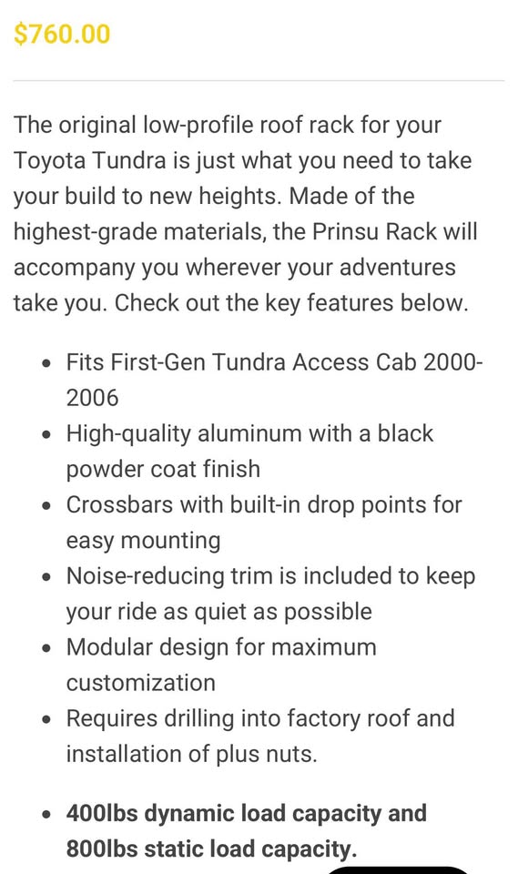 Prinsu Roof Rack (00-06 Tundra) in Orangevale, CA (photo 5)