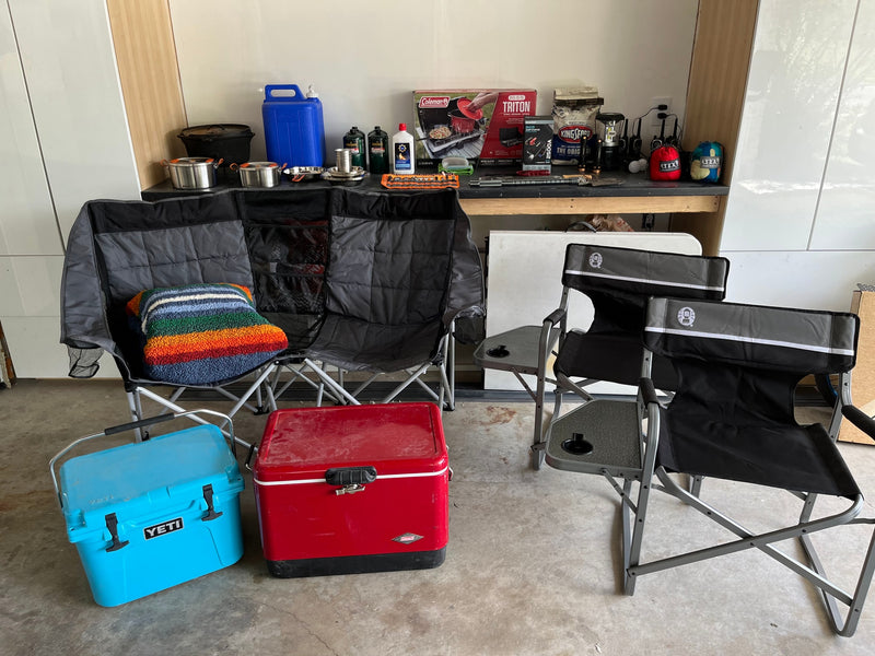 RV rental ready! Essential camping gear: coolers, stove, chairs, and more for your outdoor adventures. — photo 3