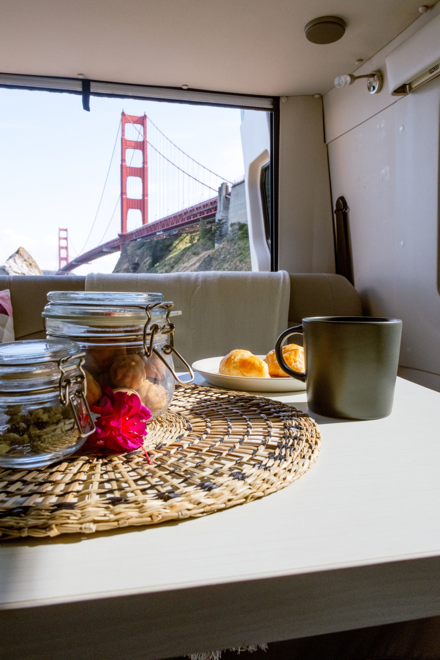 Enjoying breakfast and treats from an RV rental with an iconic Golden Gate Bridge view in San Francisco. — photo 7