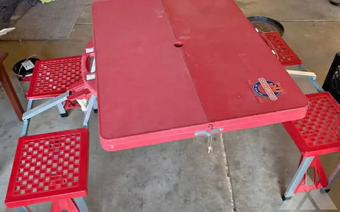 Vintage collapsible, camping table chair 30 or bes