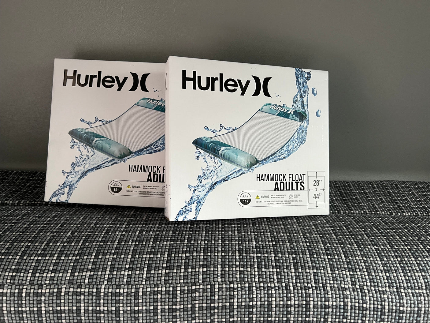 Two Hurley adult hammock floats, 28"x44", for poolside fun or an RV rental adventure. Ready for summer relaxation.