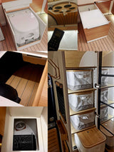 This RV rental optimizes space with a hidden portable toilet, smart storage bins, integrated fans, and clever compartments.