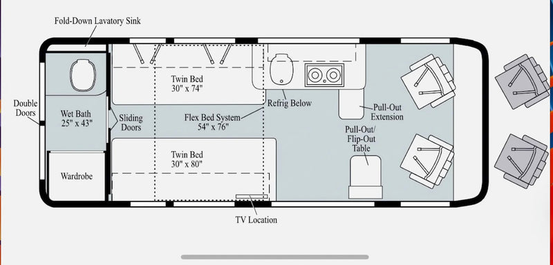  and modern amenities for a comfortable adventure.|Cozy bed inside an RV rental — photo 11