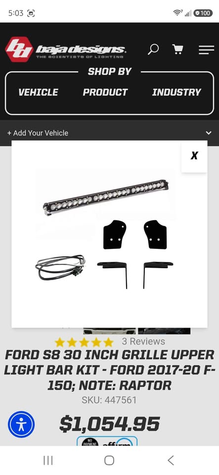 Baja Designs S8 30 inch light bar kit for F150 Raptor in San Diego, CA (photo 3) — photo 3