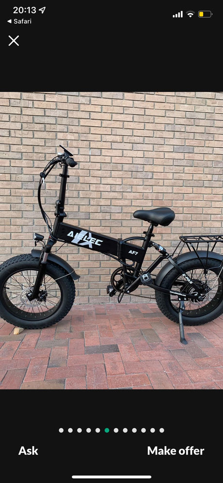 Black AILEEC AF7 foldable electric fat bike for sale, ideal for travels, even with your RV rental. Ask or make an offer!