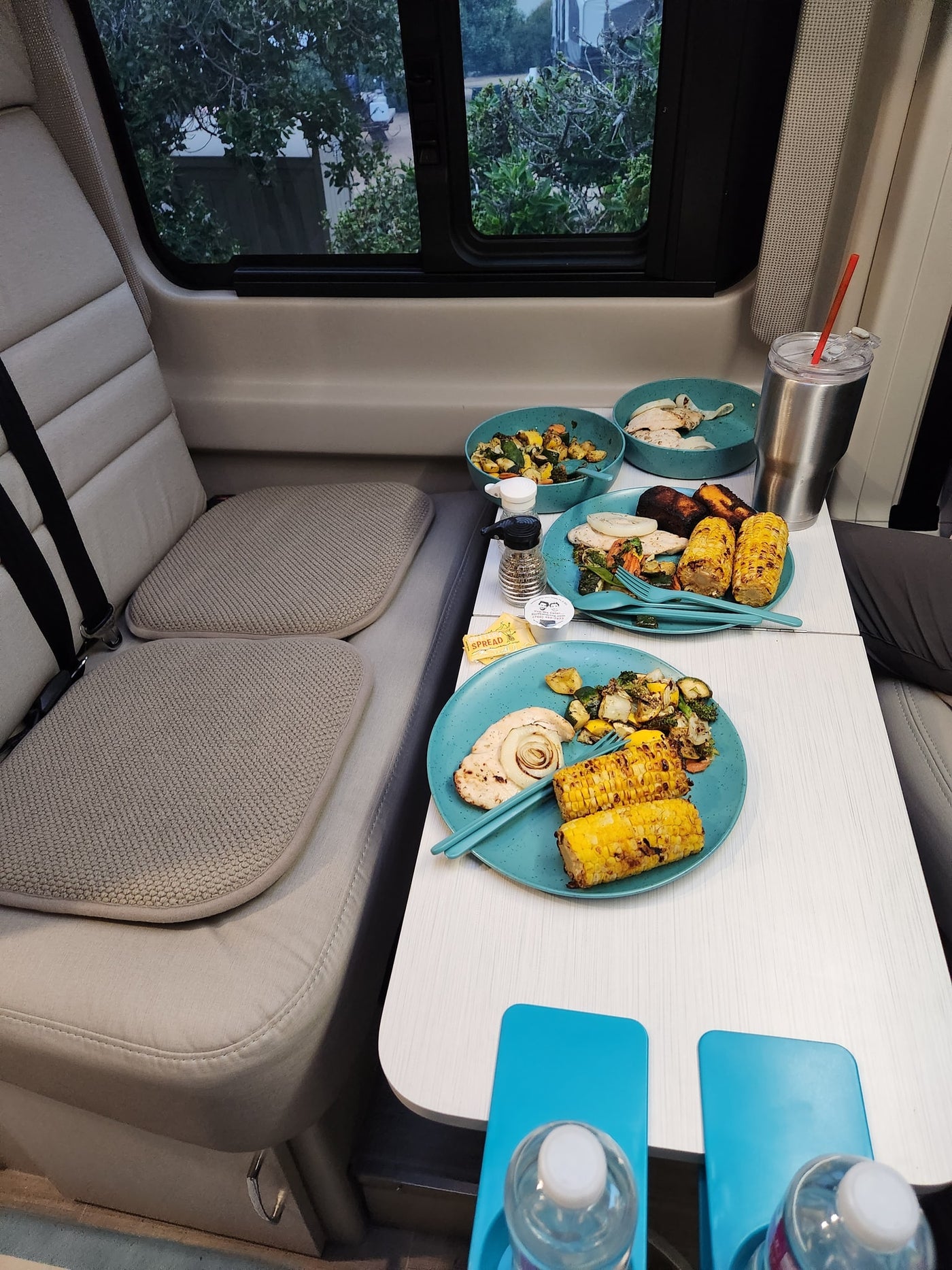  showing the screen and gear shifter. Ideal for an rv rental adventure.|Inside an RV rental — photo 7