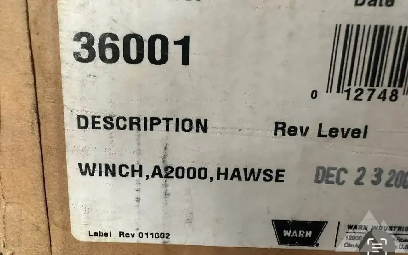 Warn A2000lb winch — new gear for sale (photo 2) — photo 2